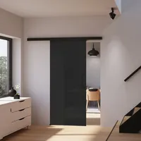 inova Glasschiebetür Schwarz Vollflächig Satiniert 900 x 2035 mm Komplettset mit Stabgriff