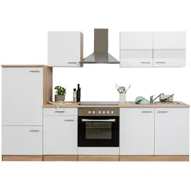 Respekta Küchenzeile Merle 270 cm weiß/eiche sägerau nachbildung