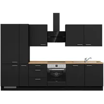 Nobilia Küchenleerblock Touch, Schwarz, Eiche, Metall, 3 Schubladen, nur wie online abgebildet bestellbar, 330 cm, Blauer Engel, Pefc, Goldenes M, Made in Germany, DGM-Klimapakt, seitenverkehrt erhältlich, vormontierter Korpus, Küchen, Küchenzeilen ,