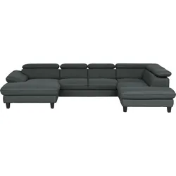 Wohnlandschaft HOME AFFAIRE "Pilot U-Form", schwarz, B:331cm T:108cm, Sofas, mit Kopfteilverstellung, wahlweise mit Bettfunktion und Bettkasten