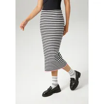 Aniston CASUAL Strickrock Damen Gestreift Schwarz/Weiß/Rot 36