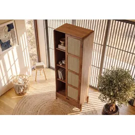 MASSIVMOEBEL24.DE Schrank Mango/seegras 70x40x200 hellbraun lackiert MIZUMI 111