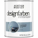 SCHÖNER WOHNEN-Farbe Wandfarbe Designfarbe  (Inspirierendes Horizontblau, Matt, 1 l, Konservierungsmittelfrei)