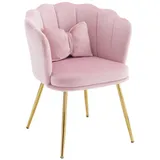 HAUSS SPOLE Esszimmerstuhl Polsterstuhl Relaxsessel mit Dekokissen, Metallbeinen Gold, Samt (Freizeitsessel mit Kissen,Sessel,Ohrensessel,Armlehnstuhl, 1 St), für Wohnzimmer, Schlafzimmer, Büro, Wartezimmer. rosa