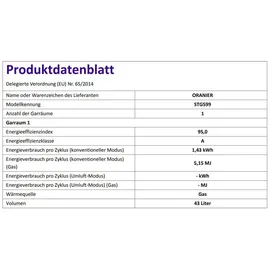 Oranier STG599 Gas Standherd Weiß