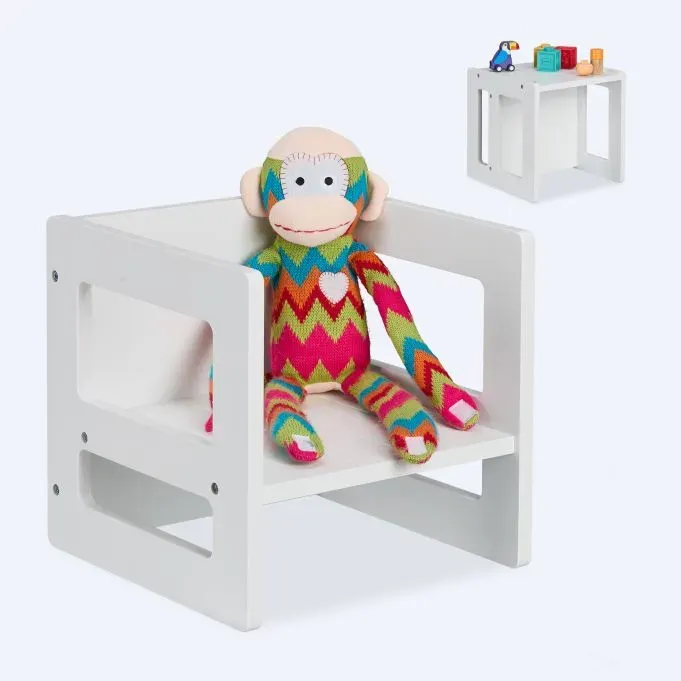 Relaxdays Wendbarer Sitzhocker für Kinder Weiß