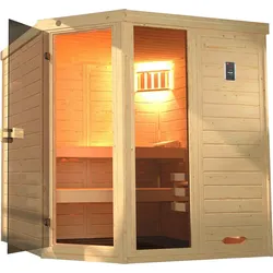 Sauna WEKA "Laukkala", beige (natur), Bio-Ofen, externe Steuerung, 7,5 kW, Saunen, 7,5 kW Bio-Ofen mit digitaler Steuerung