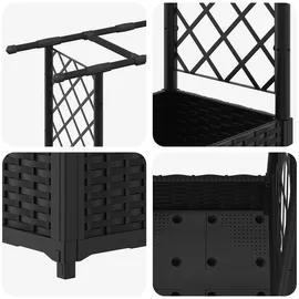 vidaXL Hochbeet mit Rankgitter und Dach 164 x 40 x 123 cm Schwarz