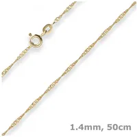 Schmuck Krone Goldkette 1,4mm Singapurkette aus 585 Gelbgold 50cm, Gold 585 goldfarben