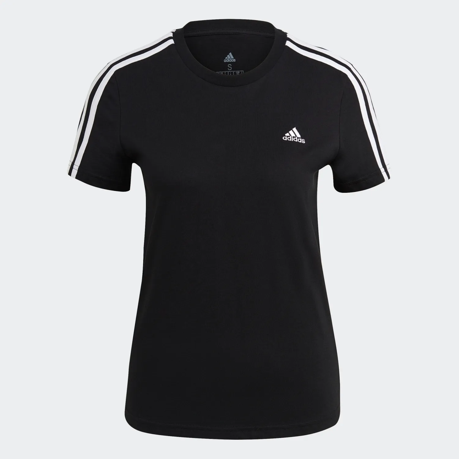 adidas LOUNGEWEAR Essentials Slim 3-Streifen T-Shirt Damen schwarz/weiß - M
