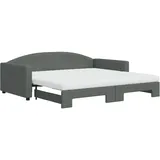 vidaXL Tagesbett Ausziehbar mit Matratzen Dunkelgrau 100x200 cm Stoff