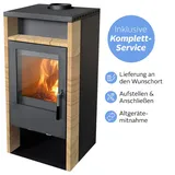 Firefix Kaminofen »Rhea«, 6,4 kW, Zeitbrand, (Alles inklusive Service: Aufstellen, Anschließen, Altgerätemitnahme), Wunschort Lieferung beige