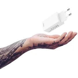 Hama Schnellladegerät, GaN, 1x USB-C PD, 1x USB-A QC, Mini-Ladegerät, 65 W, Weiß