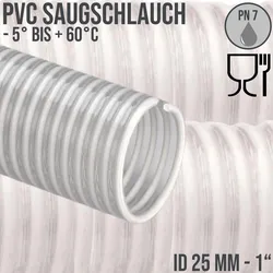 25 mm 1 Zoll Saug Ansaug Spiral Förder Pumpen Schlauch Lebensmittel Saatgut wei..."