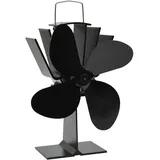 vidaXL Wärmebetriebener Kaminventilator 4 Blätter mit feuerfesten Drähten Stromlos Kaminofen Ventilator Ofenventilator Eloxiertes Aluminium Schwarz