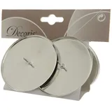 Decoris 4 Stück Adventskerzenhalter 8cm silber Kerzenhalter Advent Kerzen Adventskranz