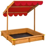 Tectake tectake® Sandkasten Emilia mit verstellbarem Dach 120x120x120cm - rot