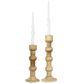 Boltze Kerzenständer-Set Bubbles Holz Braun