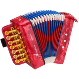 QUARKZMAN Akkordeon, 10-Tasten-Bass-Ziehharmonika Mini-Musikinstrument Leichtgewicht für Erwachsene Anfänger Bildung, Rot
