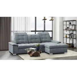 werk2 Ecksofa WERK2 "Carmen, mit Bettfunktion & Bettkasten, optional Sitztiefenverstellung", grau, B:264cm H:105cm T:170cm, 95% Polyester, 5% Nylon, Sofas, Ecksofa, ohne Sitztiefenverstellung, Struktur weich, grau