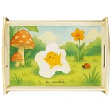 Mr. & Mrs. Panda Tablett Spiegelei Ei Design, Dekotablett, Weiß, betttablett, getränketablett, Echtholz lasiert, (Packung, 1-tlg) weiß