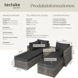 Tectake San Domino Aluminium Rattan Lounge hellgrau/dunkelgrau