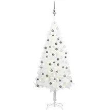 vidaXL Künstlicher Weihnachtsbaum mit Beleuchtung & Kugeln Weiß 150 cm