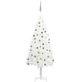 vidaXL Künstlicher Weihnachtsbaum mit Beleuchtung & Kugeln Weiß 150 cm