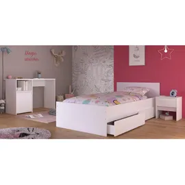 Parisot Stauraumbett Pirouette 90 x 200 cm Holzwerkstoff weiß grau-rosa