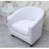 Highdi Sesselschoner Sesselbezug Stretch Sesselüberwurf 2-Teilig Einfarbig Modern Sesselbezug, Elastisch Tub Chair Sesselhussen für Clubsessel Loungesessel Cocktailsessel (Weiß)