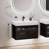 neoro n80 fumo Unterschrank B: 80 cm mit 1 Auszug, mit Parsolglasfront, Waschtisch cube B: 80.5 BN0138WM+BN0432SG