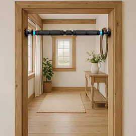gymtek Gymtek® Klimmzugstange für Türrahmen, Klimmzug Montierbar ohne Schrauben, Rutschfest Pull Up Bar, mit Schaumstoffgriff, Trainingsgerät für Heimturnhalle, Fitnessgeräte für Zuhause (65-100cm Blau)