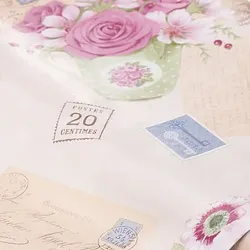 Abwaschbare Tischwäsche/Wachstuch "Vintage-Postkarte", bunt