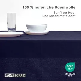 Homescapes Tischdecke 100% Baumwolle 138 x 178 cm Dunkelblau
