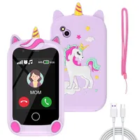 PTHTECHUS Kinder Handy, Mini-Telefon für Mädchen Jungen, 2.8 Zoll großer Touchscreen Smartphone Kinder 16 Spiele Anruf SOS Musik Kamera Schrittzähler Wecker, kindertelefon Jungen ab 4-9 Jahre (Lila)