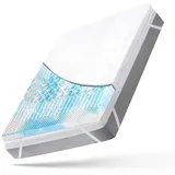 Wenta Wenta, Topper Gel-Memory-Schaum, 5-Zonen-Druckentlastung, 5 cm hoch, Gel Topper, (rutschfest, abnehmbarer Bezug, für Boxspringbett), 90/120/140/160/180x200 cm blau 90 cm x 200 cm x 5 cm