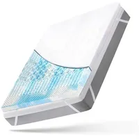 Wenta Wenta, Topper Gel-Memory-Schaum, 5-Zonen-Druckentlastung, 5 cm hoch, Gel Topper, (rutschfest, abnehmbarer Bezug, für Boxspringbett), 90/120/140/160/180x200 cm blau 90 cm x 200 cm x 5 cm