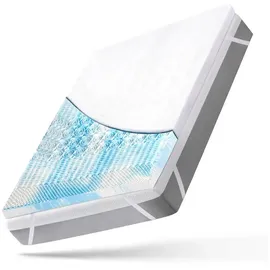 Wenta Wenta, Topper Gel-Memory-Schaum, 5-Zonen-Druckentlastung, 5 cm hoch, Gel Topper, (rutschfest, abnehmbarer Bezug, für Boxspringbett), 90/120/140/160/180x200 cm blau 90 cm x 200 cm x 5 cm