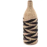 creedwood Deko VASE Raya | Stroh, 60 cm, Natur schwarz | Strohvase, Blumenvase, Natur Vase, Bodenvase Kunstblumen, Standvase Pampasgras, gewebte Vase