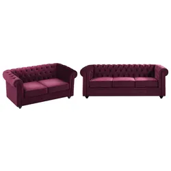 Sofas 3-Sitzer & 2-Sitzer - Samt - Purpur - CHESTERFIELD
