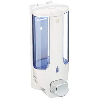 Testrut Axentia Seifenspender (zur Wandmontage, nachfüllbarer Flüssigseifenspender, Lotionspender aus Kunststoff, Volumen: ca. 380 ml) weiß, ca. 8 x 19 x 8,5 cm