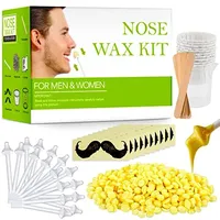 Milukon Nose Wax Kits Nasenwachs Set für Männer und Frauen, Nasenhaarentfernungswachs mit 100g Nasenhaarwachs,20 sichere Applikatoren, 10 Holzapplikatoren, 10 Behälter und 10 Schnurrbartschablonen