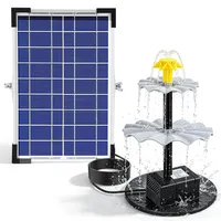 10W Solar Springbrunnen, mit Akku & 9 Düsen, Solar Wasserpumpe Springbrunnen 250L/h, 90cm Sprühhöhe, 1500mAh Backup, Komplettset für Gartenteich, Pool, Fischbecken, Vogeltränke, für Vogelbad