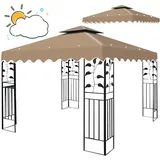 Pavillon Ersatzdach Dach 3 x 3 m, Wasserdicht Ersatzdach 300D Polyestergewebe für Gartenpavillon mit Air Vent, Doppeldach UV-Schutz-Sonnenschutz für Strand und Garten