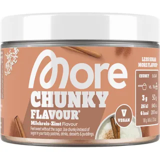 MORE Nutrition MORE Chunky Flavour, Milchreis Zimt, 150 g, vegan, Geschmackspulver zum Süßen, ohne viel Zucker und Kalorien, mit Inulin und Laktase