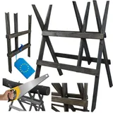 MODO24 Holzbock, Klappbock, Arbeitsbock, Sägebock, Tapezierbock, Klappbar, Massivholz Kiefer, Belastbar, Stabil, Werkstatt, 100x66x69cm, Grau, KD1000 - Grau