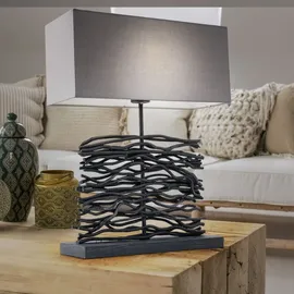 ETC Shop Design Schreib Tisch Lampe Schlaf Gäste Zimmer Beistell Leuchte Textil Holz Strahler