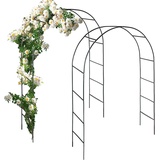 anaterra® Rosenbogen - Set, 2 Stück, Freistehend, Stabil, Metall, Grün - Rankhilfe, Gartenbogen, Rankbogen, Rosenhilfe, Rosen Torbogen, Rankgitter für Hochzeit, Garten, Balkon (Rosenbogen, 13mm)