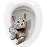 Sharplace Cartoon-Toilettensitz-Deckel-Aufkleber, Katzen-Aufkleber, Toilettendeckel-Aufkleber, lustiger Katzen-Toilettendeckel-Aufkleber, für Badezimmerfliesen, S