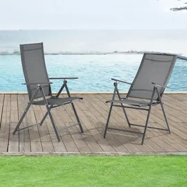 [en.casa] Kalamata Gartenstuhl 57 x 57 x 105 cm grau 2 St.